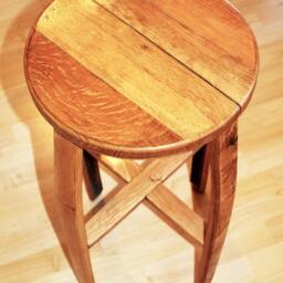 Hand Crafted Oak Bar/Kitchen Stool, Made From Reclaimed Scotch Whisky Barrel Staves - thumbnail 2