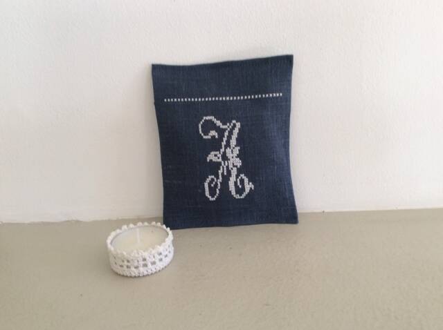 Small Cushion Filled With Wadding & Lavender Cross-stitch Embroidery - image 1