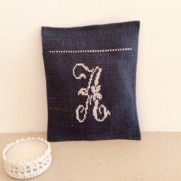 Small Cushion Filled With Wadding & Lavender Cross-stitch Embroidery - thumbnail 2