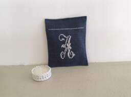 Small Cushion Filled With Wadding & Lavender Cross-stitch Embroidery - thumbnail 1