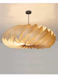 L14B, 80cm Handmade Wood Pendant Lamp, Birch Veneer - Ceiling Design Hanging Chandelier Light - thumbnail 1