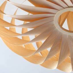 L14B, 80cm Handmade Wood Pendant Lamp, Birch Veneer - Ceiling Design Hanging Chandelier Light - thumbnail 4