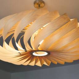 L14B, 80cm Handmade Wood Pendant Lamp, Birch Veneer - Ceiling Design Hanging Chandelier Light - thumbnail 3