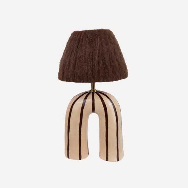 Handmade Ceramic Table Lamp Striped Pattern, Modern Artisan Lighting - image 1