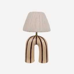 Handmade Ceramic Table Lamp Striped Pattern, Modern Artisan Lighting - thumbnail 4