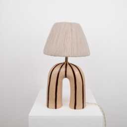 Handmade Ceramic Table Lamp Striped Pattern, Modern Artisan Lighting - thumbnail 2