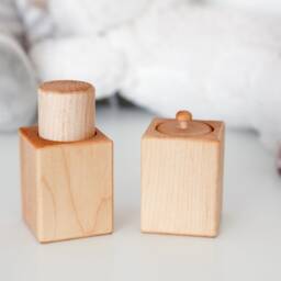 Wooden Baby Toy Bundle, Montessori Rattle Stacker Blocks, Shower Gift - thumbnail 3