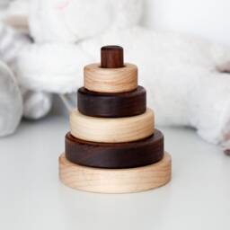 Wooden Baby Toy Bundle, Montessori Rattle Stacker Blocks, Shower Gift - thumbnail 2