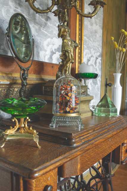 Handmade Monarch Butterfly Swarm in A Glass Cloche With Vintage Base - image 1