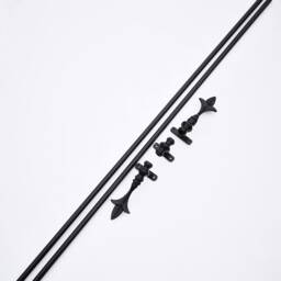 Metal Curtain Pole With Ends - Wrought Iron, Black Powder Coated Fleur De Lys End Design - thumbnail 2