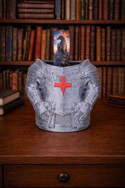 Knight Armor Pen Holder, Medieval Desk Organizer, Pencil Pot, Fantasy Decor, Bookmark Soda Can Gamer Gift - image 1