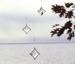 Hanging Mobile - Clear Beveled Stained Glass Crystal & Silver Colored Star Sparkling Bright Suncatcher Handmade in Canada