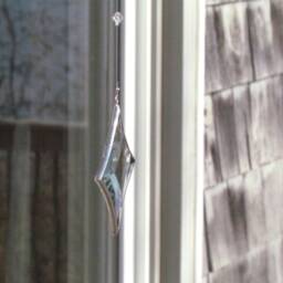Hanging Mobile - Clear Beveled Stained Glass Crystal & Silver Colored Star Sparkling Bright Suncatcher Handmade in Canada - thumbnail 4