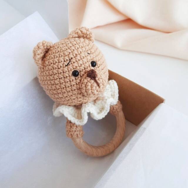 Bear Rattle Nursery First Toy Baby Bear Shower Gift New Mom Basket Newborn Baby Box - image 1