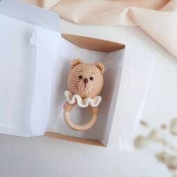 Bear Rattle Nursery First Toy Baby Bear Shower Gift New Mom Basket Newborn Baby Box - thumbnail 2