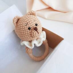 Bear Rattle Nursery First Toy Baby Bear Shower Gift New Mom Basket Newborn Baby Box