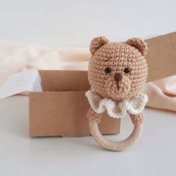 Bear Rattle Nursery First Toy Baby Bear Shower Gift New Mom Basket Newborn Baby Box - thumbnail 3