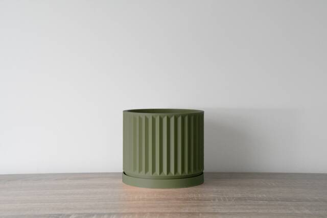 "Classical Planter With Drainage & Saucer in Army Green, Unique 3D-Printed Plant Pot, Small To Large Sizes 4"" 5"" 6"" 7"" 8" - image 1