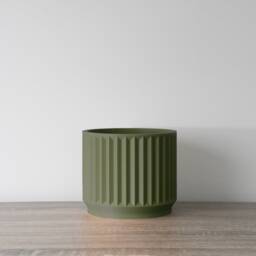 "Classical Planter With Drainage & Saucer in Army Green, Unique 3D-Printed Plant Pot, Small To Large Sizes 4"" 5"" 6"" 7"" 8" - thumbnail 2