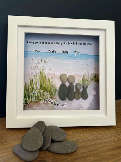 Personalised Family Gift, Pebble Picture Frame, Gift For Moving, New Baby, Home, Sentimental Wall Art, Family, Print - image 1