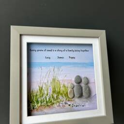 Personalised Family Gift, Pebble Picture Frame, Gift For Moving, New Baby, Home, Sentimental Wall Art, Family, Print - thumbnail 3