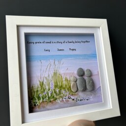 Personalised Family Gift, Pebble Picture Frame, Gift For Moving, New Baby, Home, Sentimental Wall Art, Family, Print - thumbnail 2