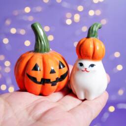Hand Made Small Ceramic Pumpkin, Fall Decor Decoration, Halloween Gifts - thumbnail 1