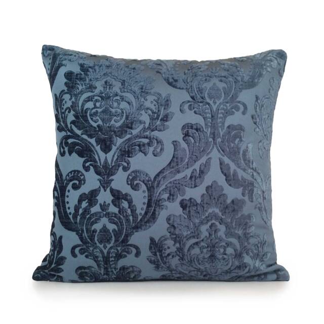 Light Or Silver Navy Blue Pillow, Throw Pillow Cover, Decorative Cushion Pillowcase, Trendy Accent Velour Blend - image 1