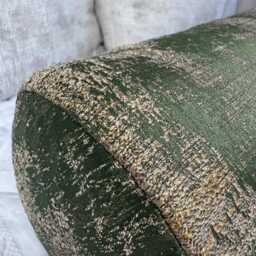 Elegant Olive Green Gold Bolster Cushion - Designer Fabric Curico Ashley Wilde Home Decor - thumbnail 2