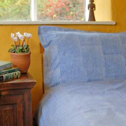 Blue Stripe Duvet Cover Hand Block Printed On Organic Cotton - thumbnail 1