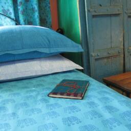 Blue Stripe Duvet Cover Hand Block Printed On Organic Cotton - thumbnail 2