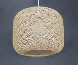 Natural Hemp Cord Pendant Light - Rustic Cylindrical Lamp - thumbnail 1
