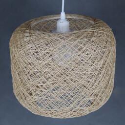 Natural Hemp Cord Pendant Light - Rustic Cylindrical Lamp - thumbnail 3