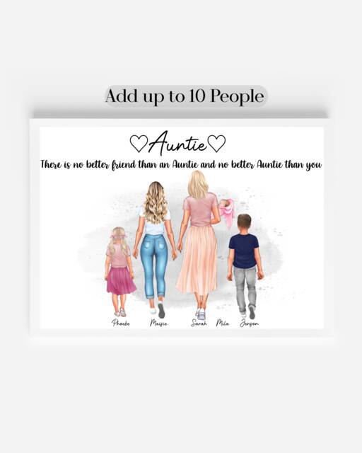 Personalised Auntie Print, Gift For Auntie, Birthday Gift, Christmas From Niece, Nephew - image 1