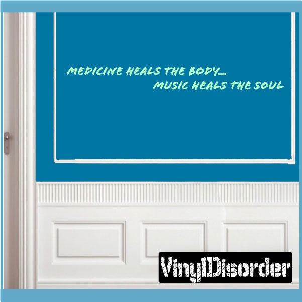 Medicine Heals The Body....music Soul - Vinyl Wall Decal Quotes Sticker Musicroomquotes11Et - image 1
