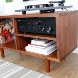 Handmade Solid Wood Record Player Stand Vinyl Storage Furniture - thumbnail 2