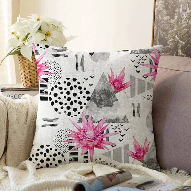 Throw Pillow With Pink Lotus Flowers, Double Sided Printing On The Soft Chenille Fabric Multi Size Options, Oeko-Tex?? Standard - image 1