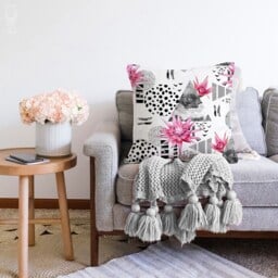 Throw Pillow With Pink Lotus Flowers, Double Sided Printing On The Soft Chenille Fabric Multi Size Options, Oeko-Tex?? Standard - thumbnail 2