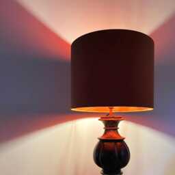 Burnt Orange Velvet Drum Lampshade, Double Sided Lampshade With Burnt Cotton Interior - thumbnail 2