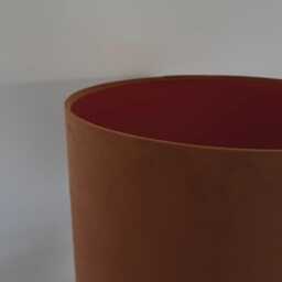Burnt Orange Velvet Drum Lampshade, Double Sided Lampshade With Burnt Cotton Interior - thumbnail 3