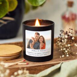 Personalised Engagement Photo Candle Gift Set, Presents For Future Bride Groom, Friend Engagement, Newly Engaged Couple - thumbnail 1