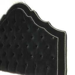 Black Velvet Tufted Headboard With Double Row Of Nailheads Extra Tall Upholstered King Queen Or Full - thumbnail 1