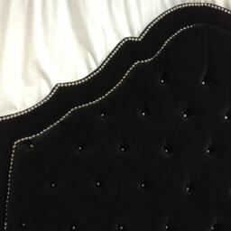 Black Velvet Tufted Headboard With Double Row Of Nailheads Extra Tall Upholstered King Queen Or Full - thumbnail 4