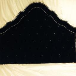 Black Velvet Tufted Headboard With Double Row Of Nailheads Extra Tall Upholstered King Queen Or Full - thumbnail 2