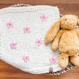 Personalized Baby Blanket - Custom Hand Embroidered Knit Lovey Baby Blanket Security Gift - thumbnail 2