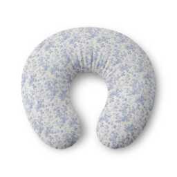 Blue Floral Nursing Pillow Cover - Boppy Style, Removable Stretch Slipcover - thumbnail 1