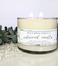 15 Oz Natural Soy Candle Cedarwood Vanilla Scented - Double Wick Wood Cedar Gift Ideas
