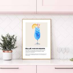 Blue Hawaiian Cocktail Print - Recipes Art Cocktails Gift Kitchen Poster Gifts - thumbnail 1