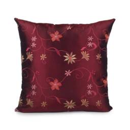 Burgundy Pillow, Throw Pillow Cover, Decorative Cushion Pillowcase, Accent Toss Silk Floral Embroidery - thumbnail 1