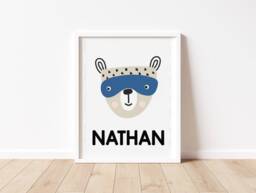 Personalized Superhero Animal Print - Kids Bedroom Decor - thumbnail 1